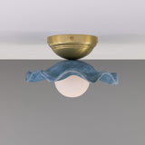 Satin Brass Blue Wavy Rivale Ceiling Light by Mullan Lighting