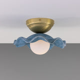 Satin Brass Blue Wavy Rivale Ceiling Light by Mullan Lighting