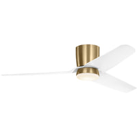 Satin Brass Housing with Matte White Blades Colgin 56inch Hugger LED Ceiling Fan by Visual Comfort Fans