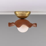 Satin Brass Red Wavy Rivale Ceiling Light by Mullan Lighting
