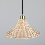 Savannah Rattan Pendant - Polished Brass