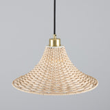 Savannah Rattan Pendant - Satin Brass
