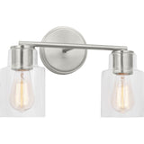 Sayward Vanity Light — 14 1/8", Clear, Brushed Steel