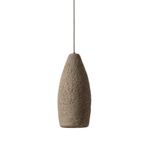 Seth Ceramic Pendant Light by Geo Contemporary in Ivory textured ceramic with a beige cord