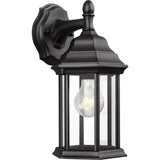 Sevier Down Outdoor Wall Lantern — 12.5 Inch, Black with Clear Glass