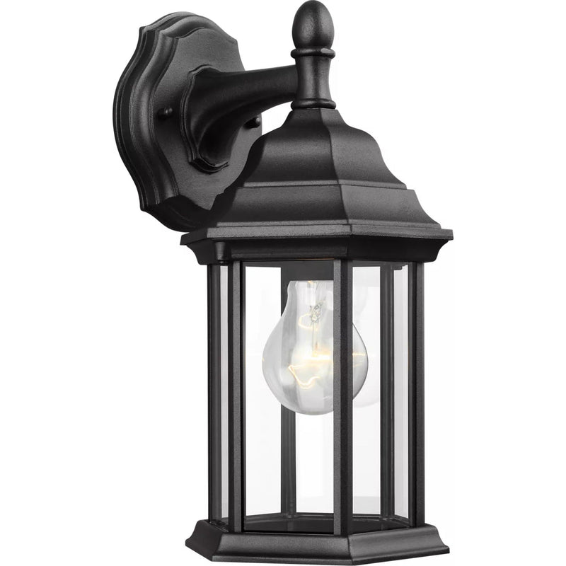Sevier Down Outdoor Wall Lantern — 12.5 Inch, Black with Clear Glass