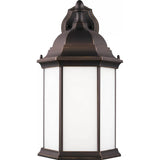 Sevier Down Outdoor Wall Lantern — 18.75 Inch, Antique Bronze with Satin Etched Glass