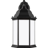 Sevier Down Outdoor Wall Lantern — 18.75 Inch, Black with Satin Etched Glass