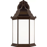 Sevier Down Outdoor Wall Lantern — 23.5 Inch, Antique Bronze with Satin Etched Glass