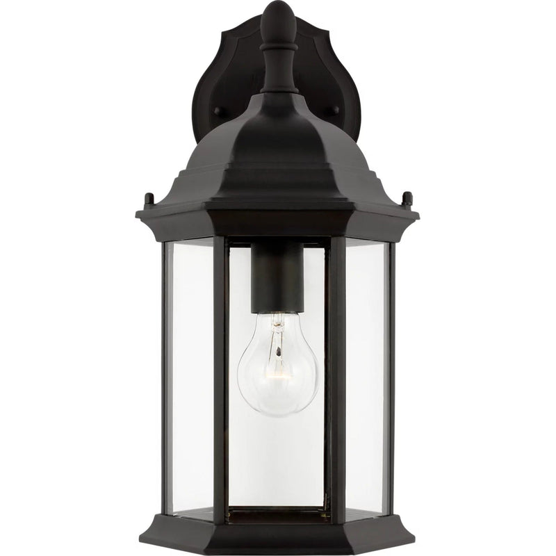 Sevier Downlight Outdoor Wall Lantern — Black with Clear Glass