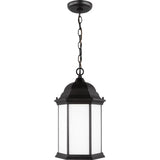 Sevier Outdoor Pendant — Black with Satin Etched Glass