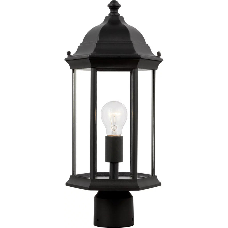 Sevier Post Lantern — 18 Inch, Black with Clear Glass