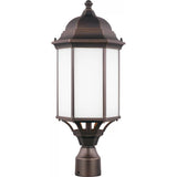 Sevier Post Lantern — 22 Inch, Antique Bronze with Satin Etched Glass