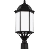 Sevier Post Lantern — 22 Inch, Black with Satin Etched Glass