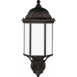 Sevier Up Outdoor Wall Lantern — 22 Inch, Antique Bronze with Satin Etched Glass