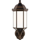 Sevier Uplight Outdoor Wall Lantern — Antique Bronze with Satin Etched Glass