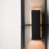Shadow Box Dark Sky Friendly Outdoor Wall Light Tall detail in Coastal Black, Coastal Burnished Steel, by Hubbardton Forge