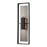 Shadow Box Outdoor Wall Light Tall, shown in Coastal Black, Coastal Burnished Steel, by Hubbardton Forge