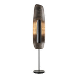 Shield Floor Lamp Tall, shown in Black, Clear Steel, by Hubbardton Forge