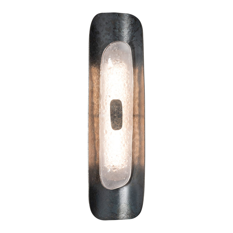 Shield Wall Sconce Small, shown in Black, Clear Steel, by Hubbardton Forge