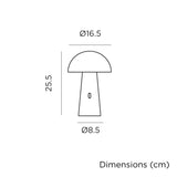 Shitake Portable Table Lamp - dimensions drawing
