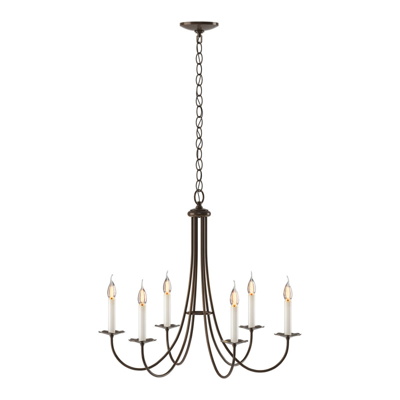 Simple Sweep 6 Arm Chandelier in Bronze by Hubbardton Forge