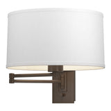 Simple Swing Arm Wall Sconce in Bronze, Natural Anna Shade by Hubbardton Forge