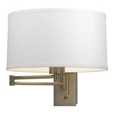 Simple Swing Arm Wall Sconce in Soft Gold, Natural Anna Shade by Hubbardton Forge