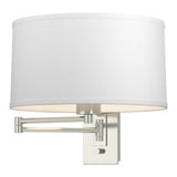 Simple Swing Arm Wall Sconce in Sterling, Natural Anna Shade by Hubbardton Forge