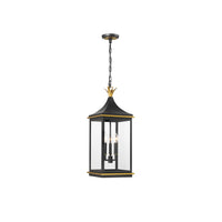 Simpson Outdoor Pendant 10'' Matte Black + Textured Gold
