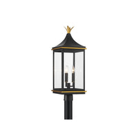Simpson Outdoor Post Light 10'' Matte Black + Textured Gold