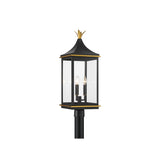 Simpson Outdoor Post Light 10'' Matte Black + Textured Gold