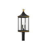 Simpson Outdoor Post Light 10'' Matte Black + Textured Gold
