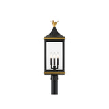 Simpson Outdoor Post Light 10'' Matte Black + Textured Gold