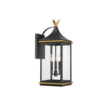 Simpson Outdoor Wall Sconce 10" Matte Black + Textured Gold
