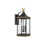 Simpson Outdoor Wall Sconce 10" Matte Black + Textured Gold