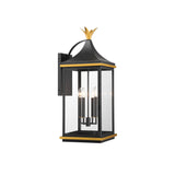 Simpson Outdoor Wall Sconce 12.25" Matte Black + Textured Gold