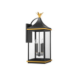 Simpson Outdoor Wall Sconce 12.25" Matte Black + Textured Gold