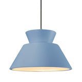 Sky Blue Black Cord Trapezoid Medium Ceramic Pendant by Justice Design