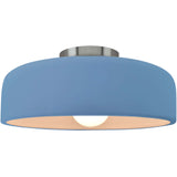 Sky Blue Brushed Nickel Ceramic Small Spire Semi-Flush by Justice Design