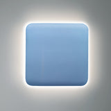Sky Blue Ceramic Small Square Backlit ADA Color Selectable Wall Sconce by Justice Design