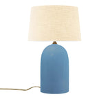 Sky Blue Cream Linen Fabric Ceramic Tall Kava Table Lamp with Fabric Shade by Justice Design