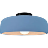 Sky Blue Matte Black Ceramic Small Spire Semi-Flush by Justice Design