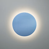 Sky Blue Small Ceramic Round Backlit Color Temperature Selectable LED Wall Sconce by Justice Design