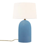 Sky Blue White Linen Fabric Ceramic Tall Kava Table Lamp with Fabric Shade by Justice Design