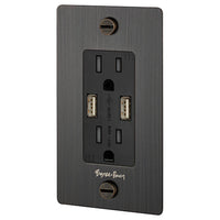 Smoked Bronze 1G Duplex Outlet-Complete-USB-A by Buster and Punch