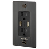 Smoked Bronze 1G Duplex Outlet-Complete-USB-A by Buster and Punch