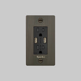 Smoked Bronze 1G Duplex Outlet-Complete-USB-A by Buster and Punch