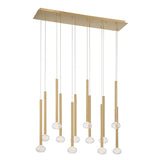Soffio 12 Light Linear Suspension Plated Brushed Gold By LibCo Side View