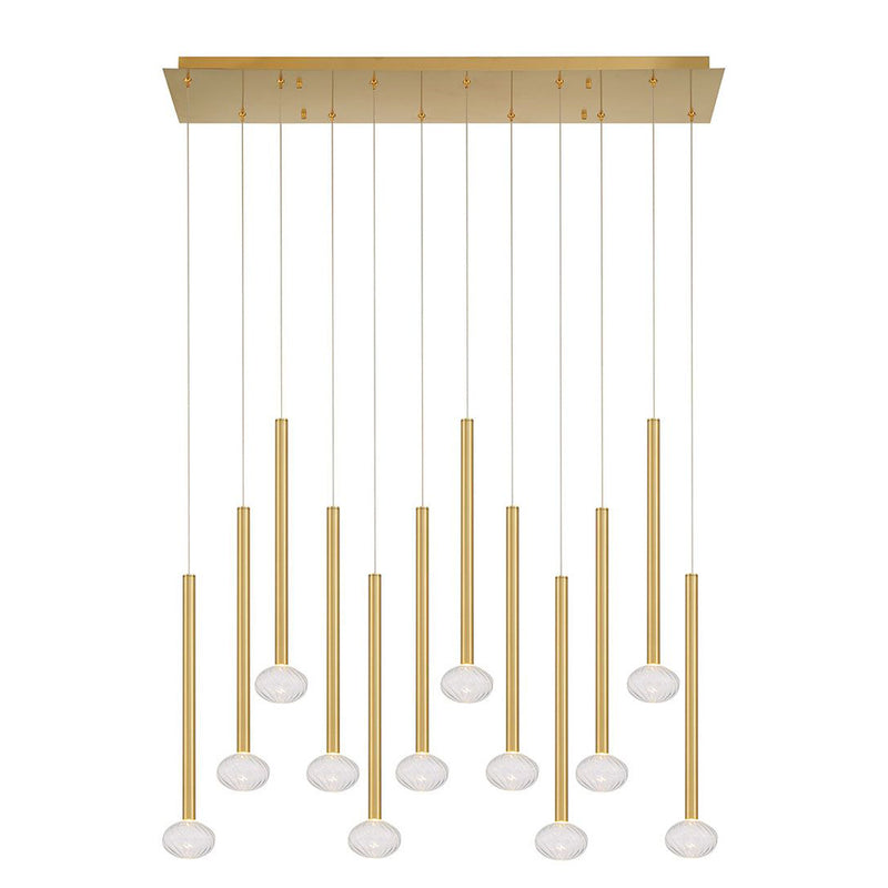 Soffio 12 Light Linear Suspension Plated Brushed Gold By LibCo